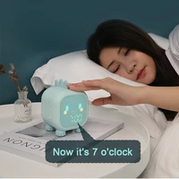 dinosaur alarm clock usb charging voice wake up night light with temperature system bedside decorations digital clock home tool