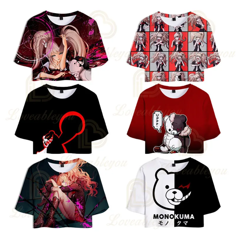 Купи Monokuma Women T-shirt 3d Printed Sexy Crop Top Tops Tshirt Tee Funny Fashion Women T Shirt Harajuku Cropped Tee Tops за 520 рублей в магазине AliExpress