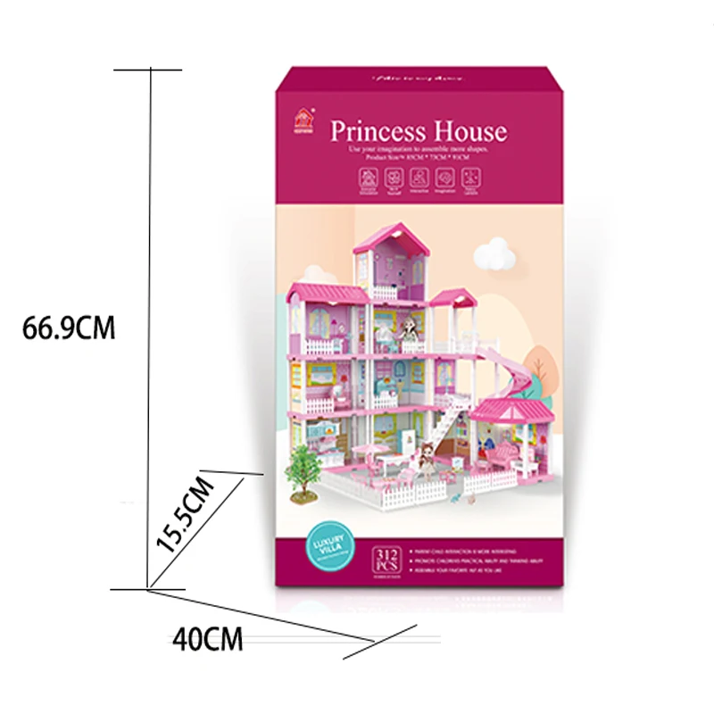 

Pretend Play Assembling Villa Girls Gifts Dollhouse Toys