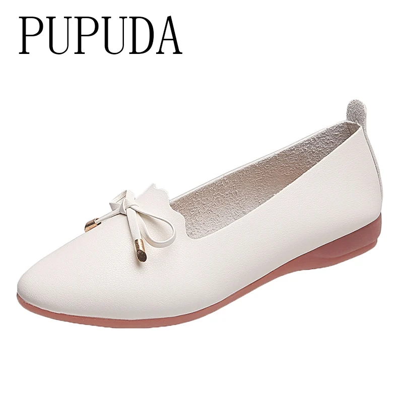 

PUPUDA Flat Shoes Women Comfortable Casual Leather Shoes Women Summer Soft Female Shoes Lightweight Driving Shoes Women