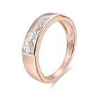 FJ 5,5 мм Для женщин белым рисунком 585 розовое золото Цвет без камень вечерние кольца