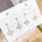 Женские позолоченные серьги-гвоздики с фианитом, 14 к