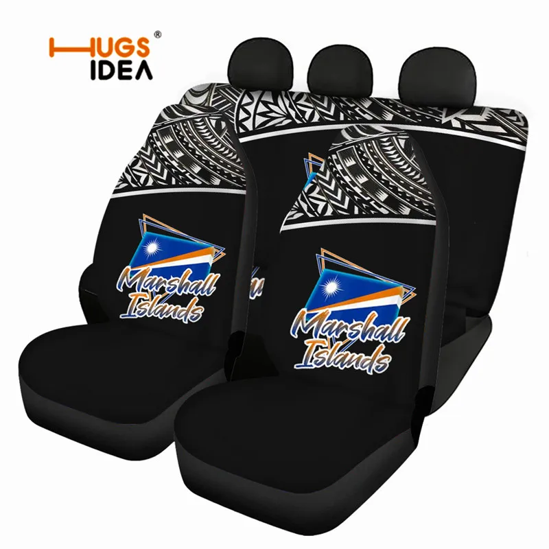 

Tribal Nation Print Non-slip Front Back Car Seat Cover Marshall Island Full Set Auto Interior Front&Back Seat Decoration Black