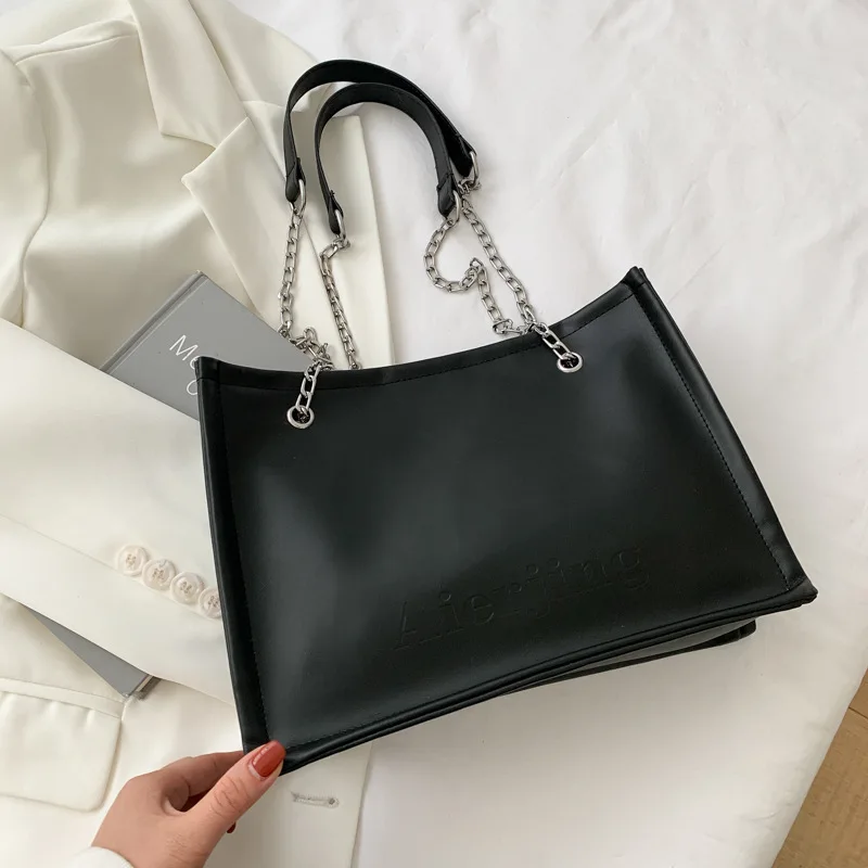 

New Spring PU Leather One Shoulder Underarm Bag Bucket Bag Female 2021 Design Texture Chain Messenger Bag Handbag
