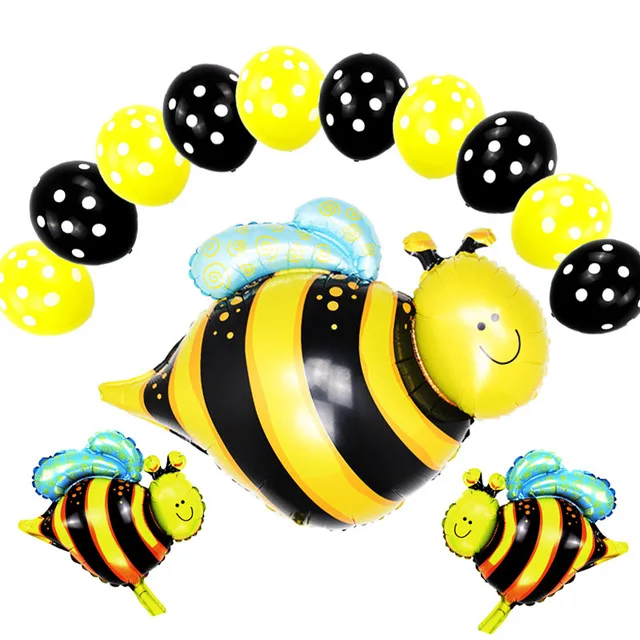 13pc bee set KAMMIZAD воздушные шары из фольги в виде пчелы белый/желтый латексные шары набор пчелы домашнее животное День рождения украшение свадьбы/Хэллоуин/Рождество - Цвет: 13pc bee set