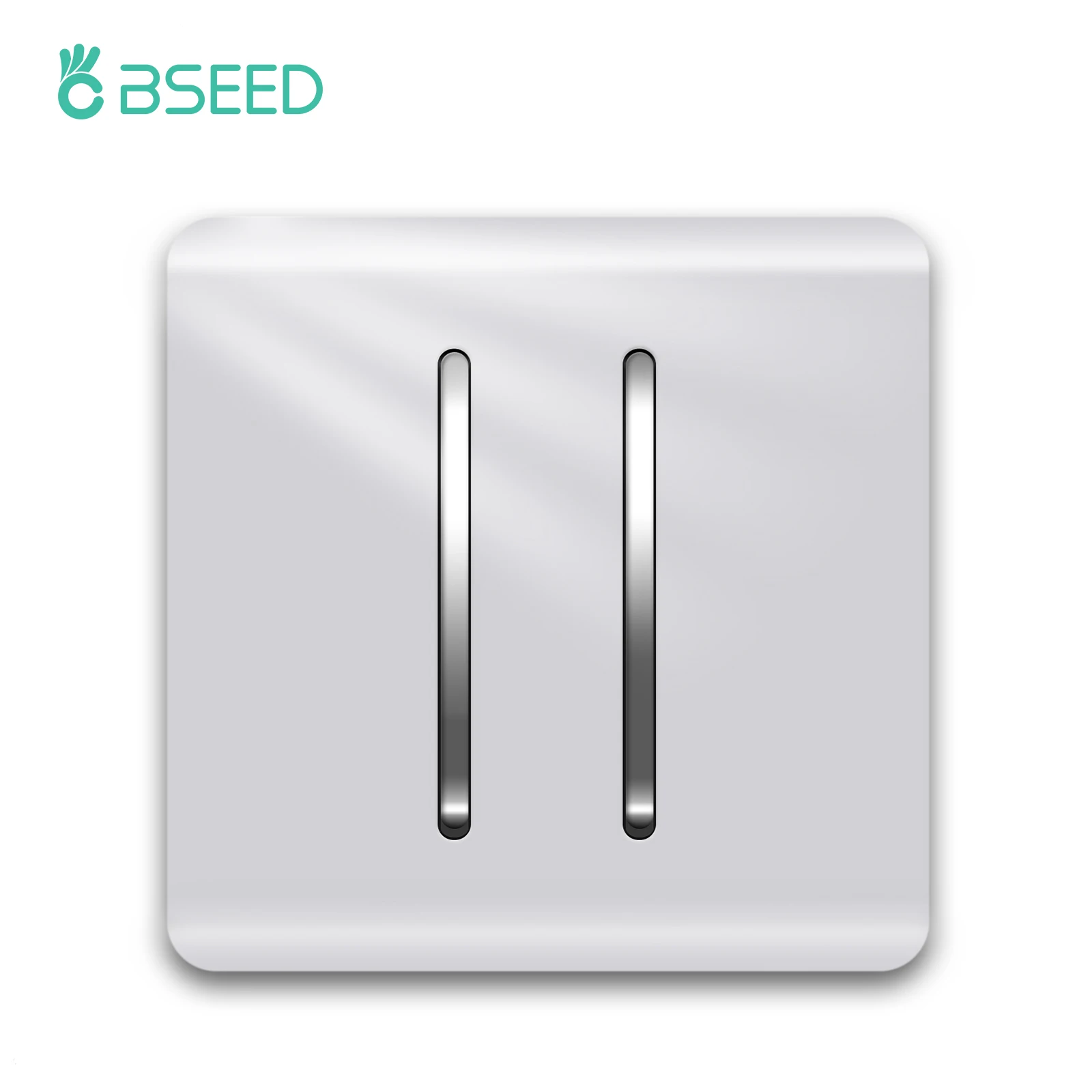 

BSEED EU Standard 2 Gang Switch 86*86mm Wall Button Switch For Home Decoration Sliver Plastic