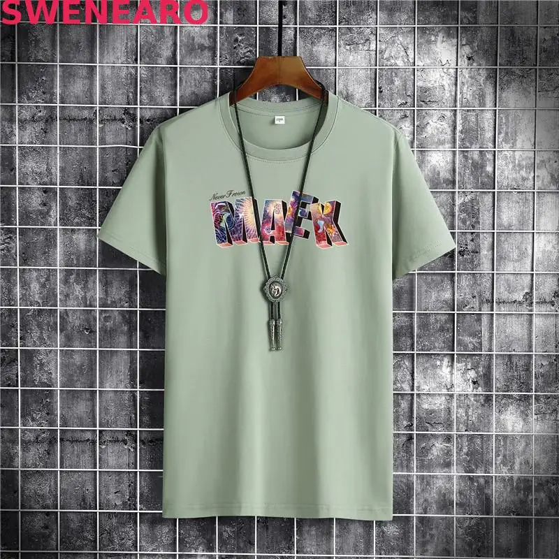 

2021 summer new style printed 100% pure cotton casual T-shirt breathable size S-5XL men's T-shirt O-neck breathable