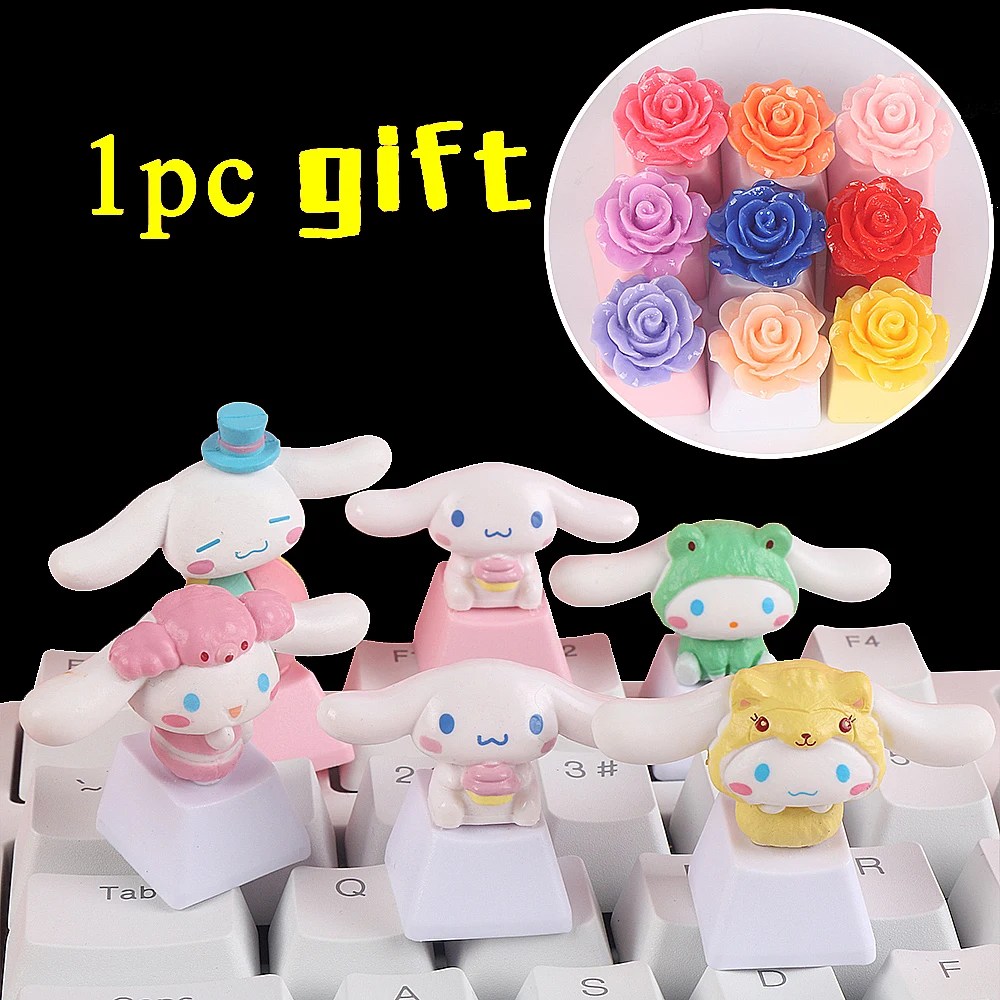 

Keyboard Accessories Cute Stereo Personality Keycap Cartoon Mechanical Keyboard R4 Single Pink Transparent Stereo PBT 1pc