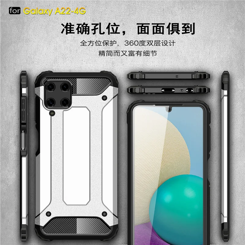 For Samsung Galaxy A22 Case Bumper PC Shockproof Hard Armor Case For Samsung A22 Cover For Samsung A02S A52 A72 A22 A 22 Fundas