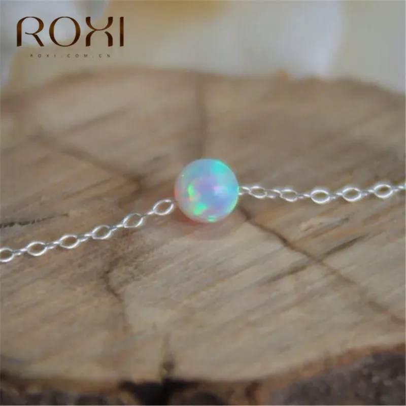 ROXI Белый огненный опал колье ожерелье Золотая цепочка ожерелье маленький круглый кулон ожерелье для женщин модные ювелирные изделия в стиле минимализма
