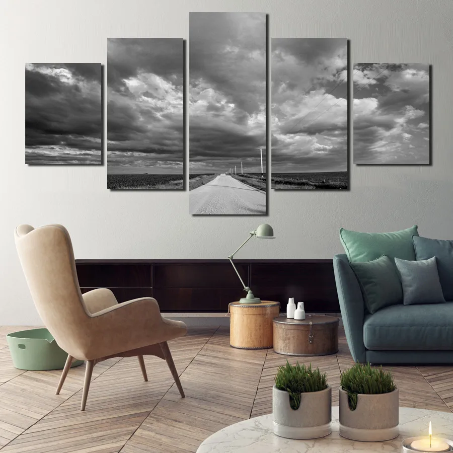 

Gray Landscape with Dark Clouds Frameless Canvas Decorative Painting Hd Printing Waterproof Ink Customizable Home Decoration