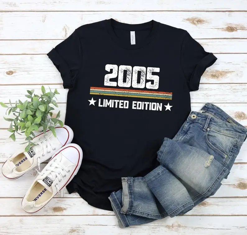 

16th birthday gift 2005 vintage retro shirt 16th birthday party personalized birthday gift creative summer round neck T-shirt