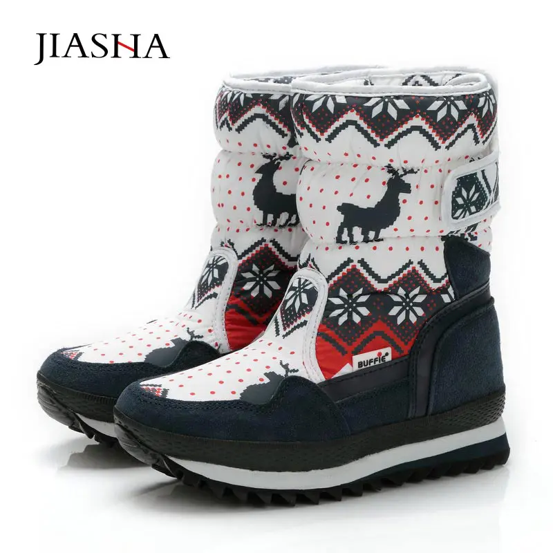 Женские ботинки на платформе теплые плюшевые сапоги до середины икры с круглым