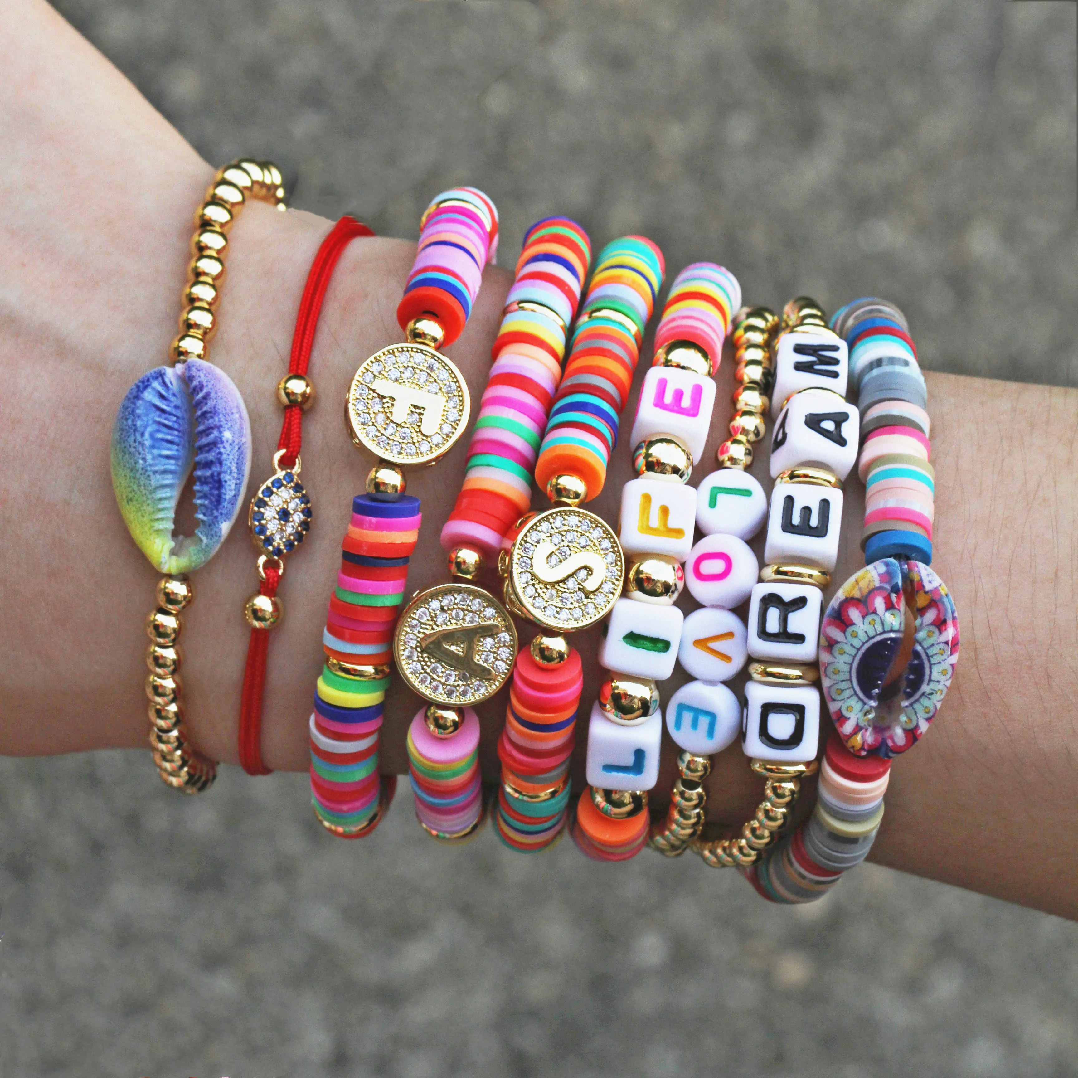 Браслет в стиле бохо для женщин и мужчин эластичный пляжный браслет с буквами