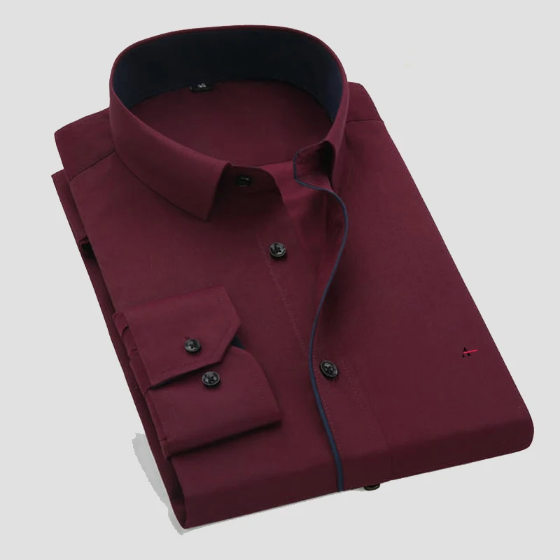 Fashion Reserved new Men Shirts Long sleeve cotton social solid shirt camis reserva aramy Men's striped shirt - Цвет: AM706-hong(A)(1)