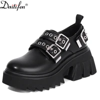daitife new all match spring thick heeled shoes women retro small leather shoes womens lace up platform platform loafers