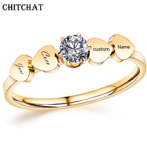 Индивидуальные с гравировкой семьи кольца из нержавеющей стали в форме сердца обручальное кольцо для женщин лучший друг