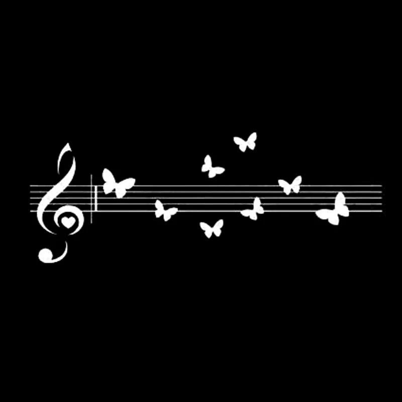 

Music Notes Beautiful Butterfly Car Decals Fashion Decorative Decals Personalized Pvc Waterproof Decals Black/white, 19cm*7cm