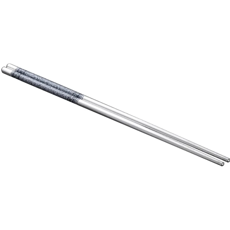 

1 Pair Stainless Steel Chopsticks Metal Antiskid Food Sticks Portable Reusable Tableware Flower Round Striped Chinese Chopstick