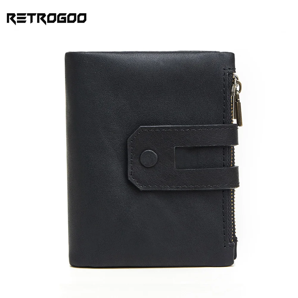 

RETROGOO Casual Men Wallets Crazy Horse Leather Short Coin Purse Hasp Design Wallet Cow Leather Clutch Wallets Male Carteiras