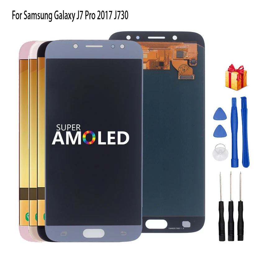 AMOLED для SAMSUNG Galaxy J7 Pro LCD 2017 J730 J730F ЖК дисплей дигитайзер в сборе запасные