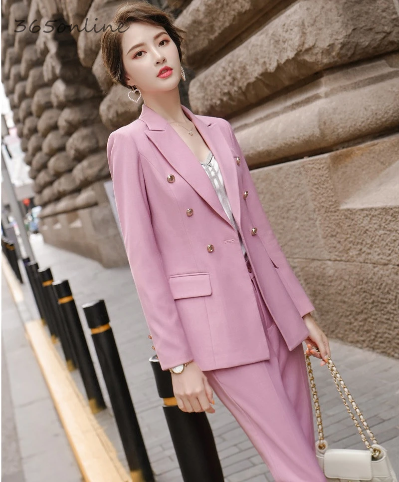 Новинка 2020 весенне осенний розовый официальный дизайн костюмы брюки с брюками