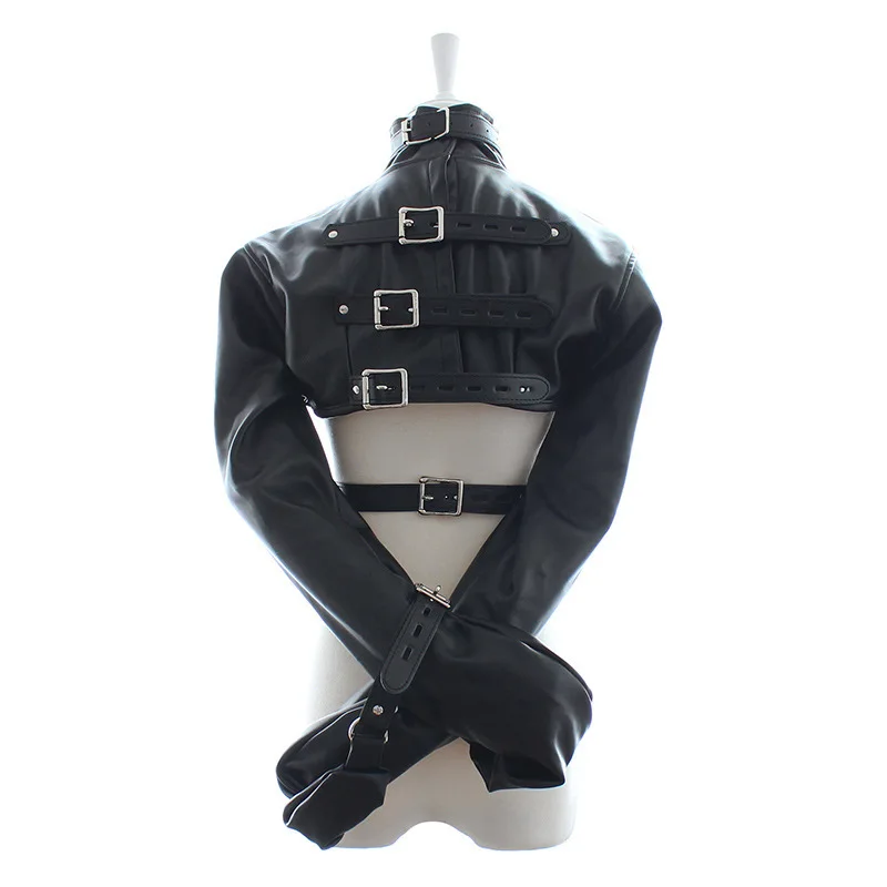 

Couples SM Game Costume Fetish Straitjacket Bondage Restraint Jacket Long Sleeves Breast Exposed Women Tops Slave Play Flirt
