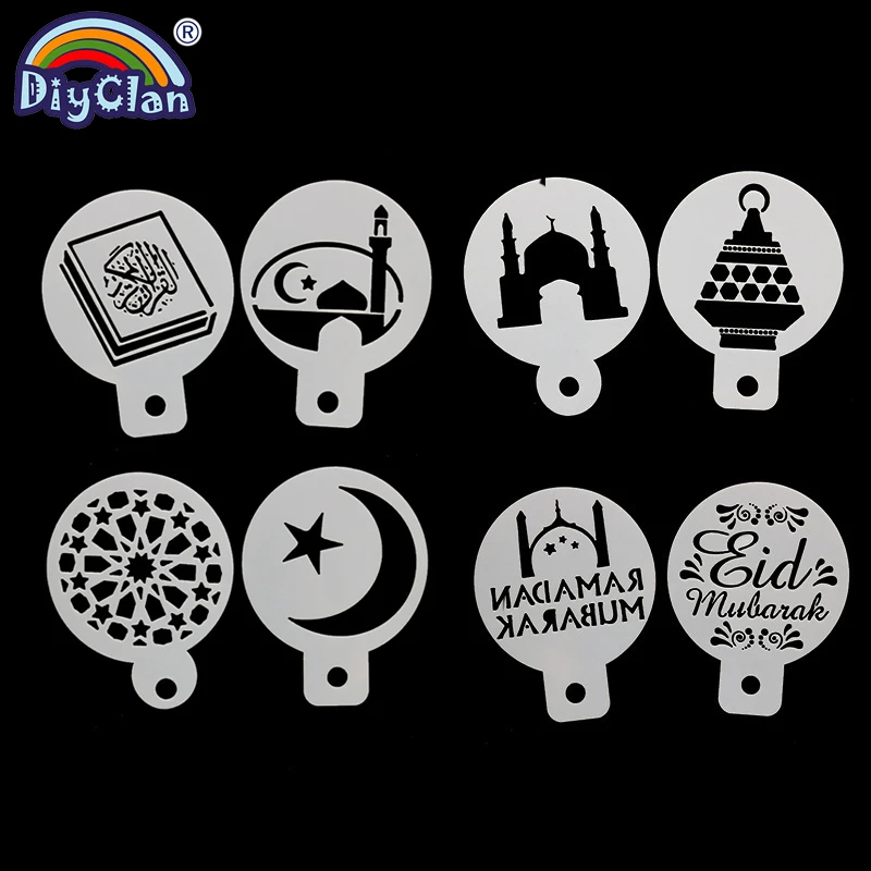 Muslim Ramadan Iftar Cake Templates For Cupcake Eid Mubarak Ivan Moon Star Stencil Mold Coffee Painting scrapbooking Stencils