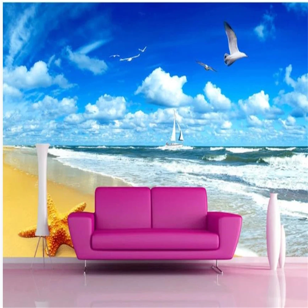 3d wallpapers window mural wallpaper Seaside landscape decoration painting TV background wall | Обустройство дома