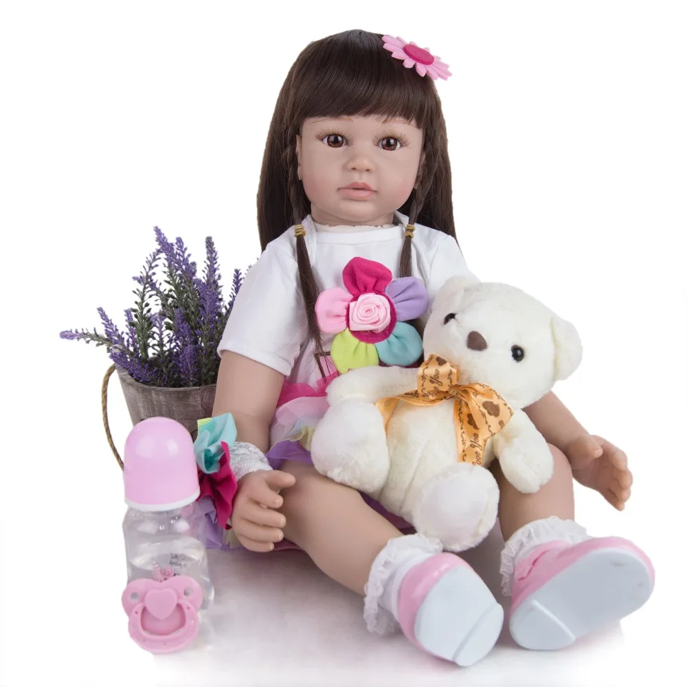

60cm Soft Silicone bebe reborn Doll Toy For Girl Long Hair Princess Toddler babies reborn Lifelike Alive Kid Birthday Gift