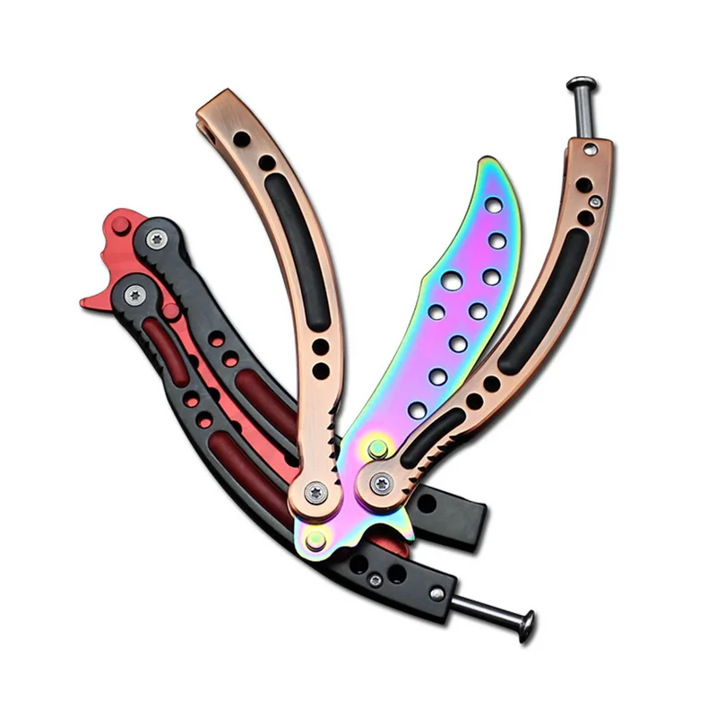 Colorful Game Knife Balisong Trainer Training Pocket CS GO Karambit Dull No Practice Butterfly In | Инструменты