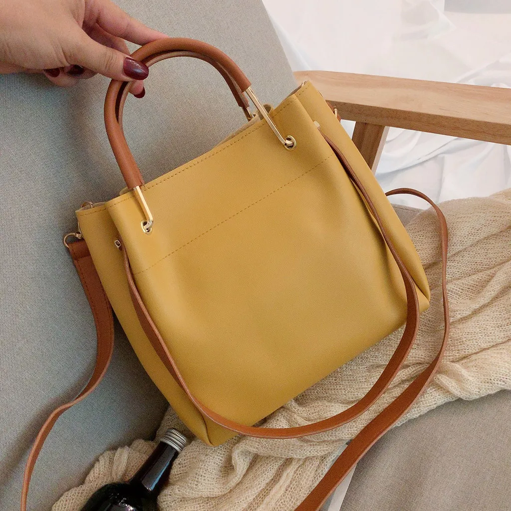 Женская сумка ведро через плечо Большая вместительная мессенджер для