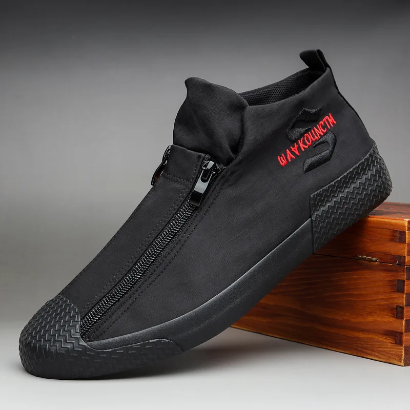 Кеды мужские холщовые повседневные кроссовки на молнии нескользящая подошва