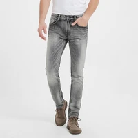 italian style fashion men jeans retro gray elastic slim fit frayed ripped jeans men vintage designer casual cotton denim pants