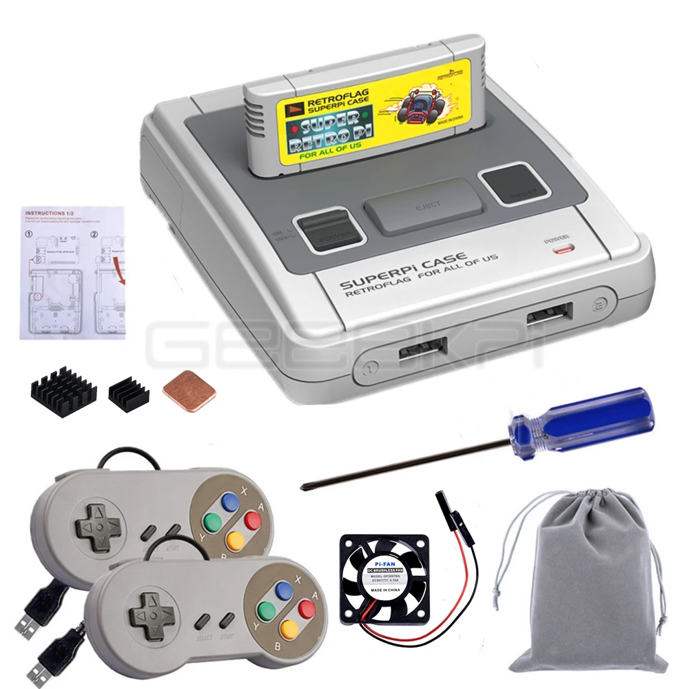 CASE and USB Control Чехол GeeekPi Retroflag SUPERPi-J NESPi чехол с дополнительным игровым контроллером для Raspberry Pi 3B Plus(3B+)/3B - Цвет: CASE and USB Control