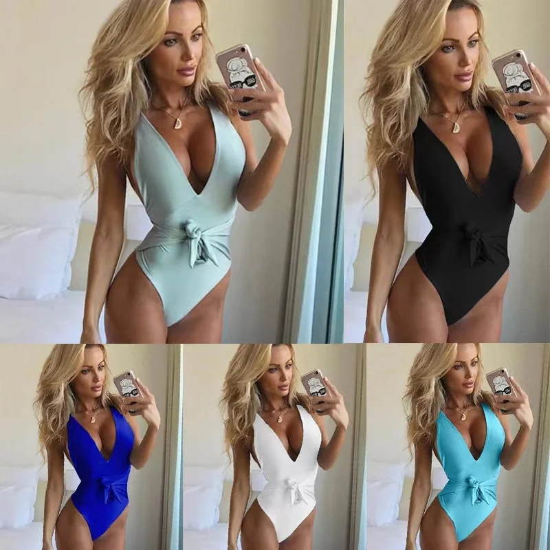 

2022 New Deep-V One Piece Swimsuit Female Backless Bodysuit Brazilian Monokini Swimwear Women Bathing Suit Swimming Plus size