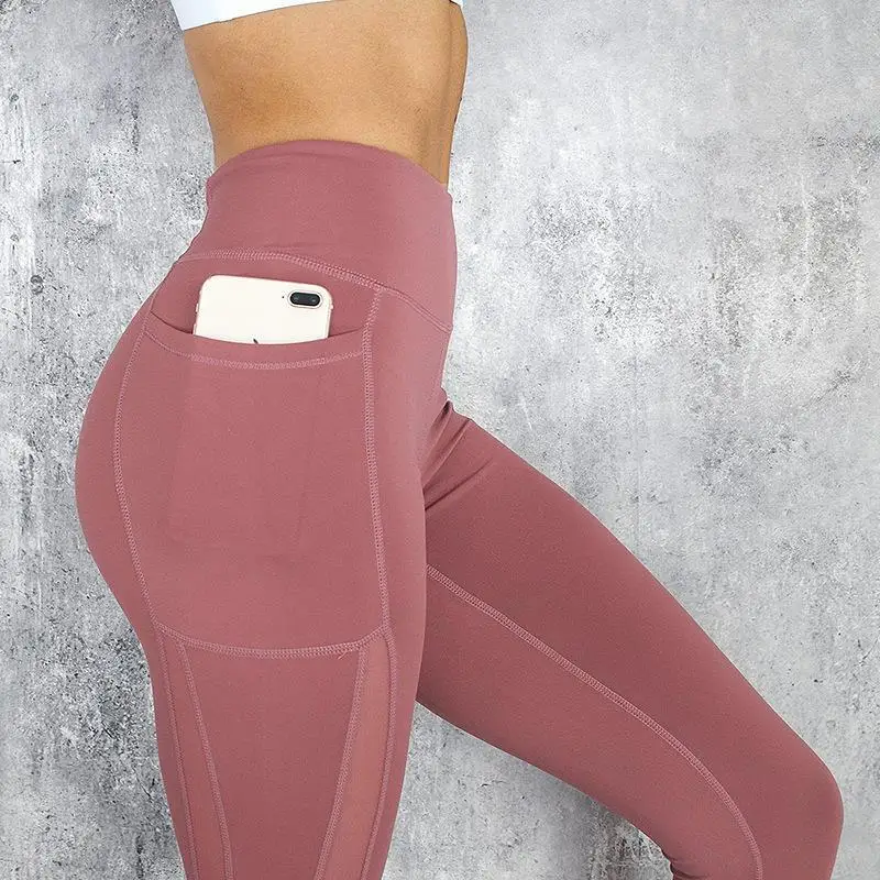 

Women's sports yoga pants high waist net pocket sports running fitness leggings moisture wicking ladies leggings