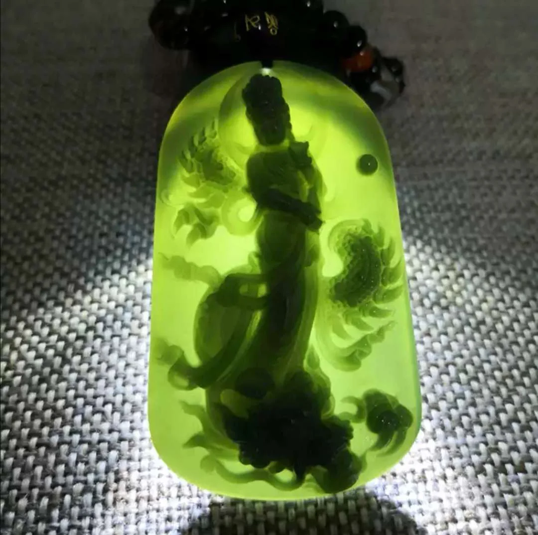 

Natural Hetian Jade Guanyin Pendant Necklace Charm Jewellery Fashion Accessories Hand-Carved Men Woman Lucky Amulet Gifts