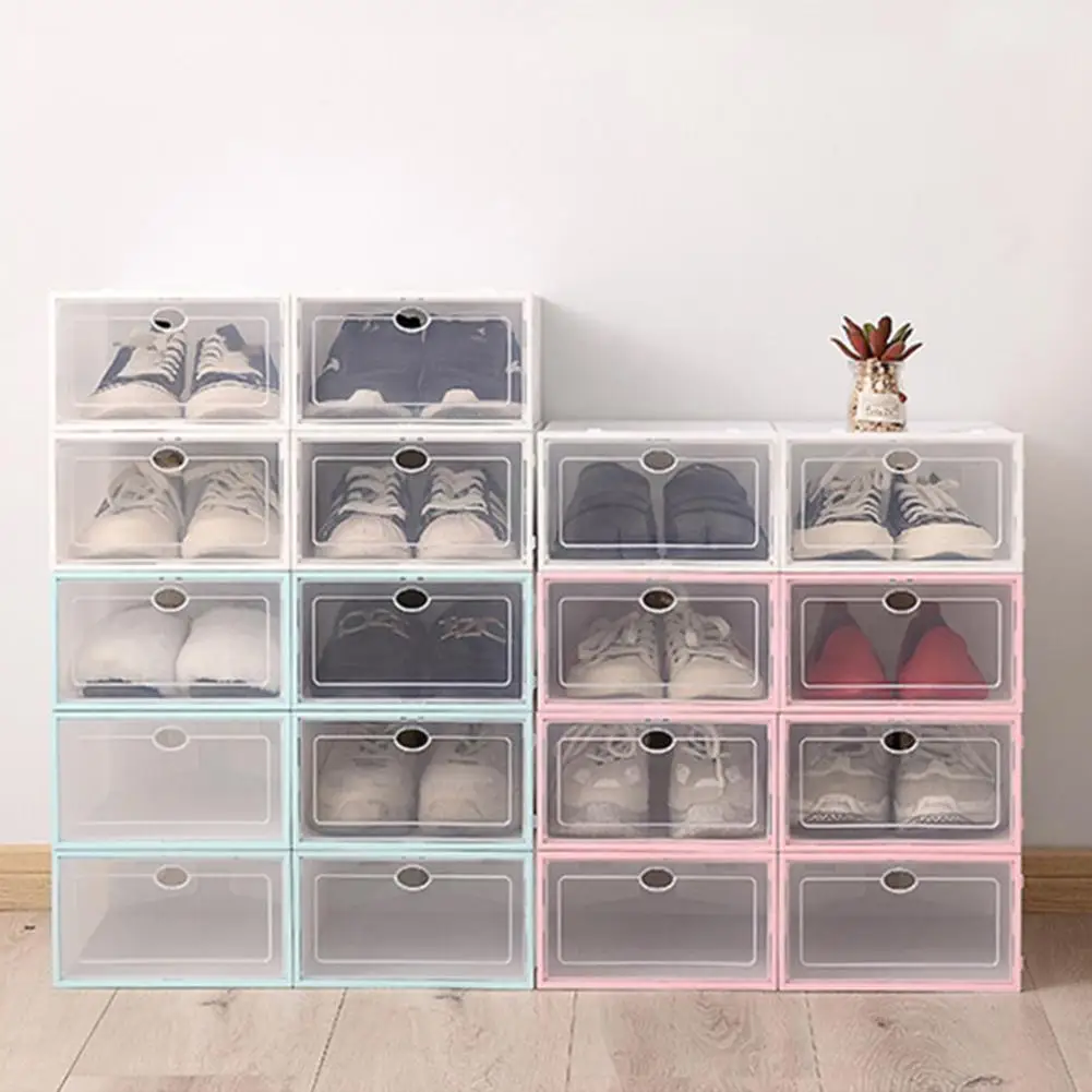 

Foldable Shoe Box Transparent Plastic Shoe Rack Storage Cover Drawer Drawers Shoe Bins Combination Room Hanger Flip Organiz Z6r7