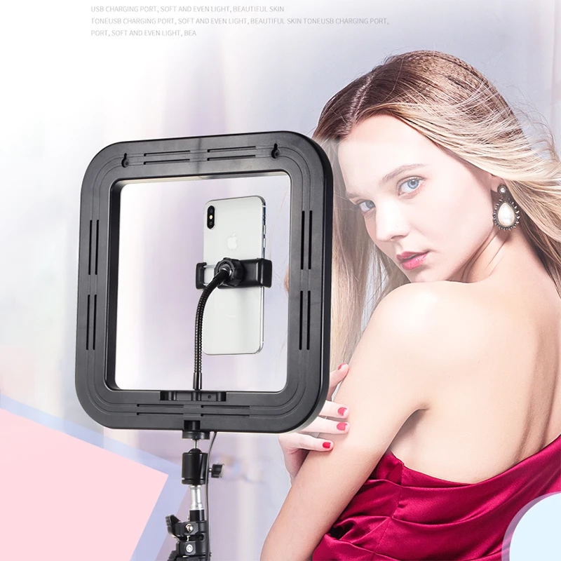 Кольцевой светильник 14 дюймов светодиодный с регулируемой яркостью для селфи