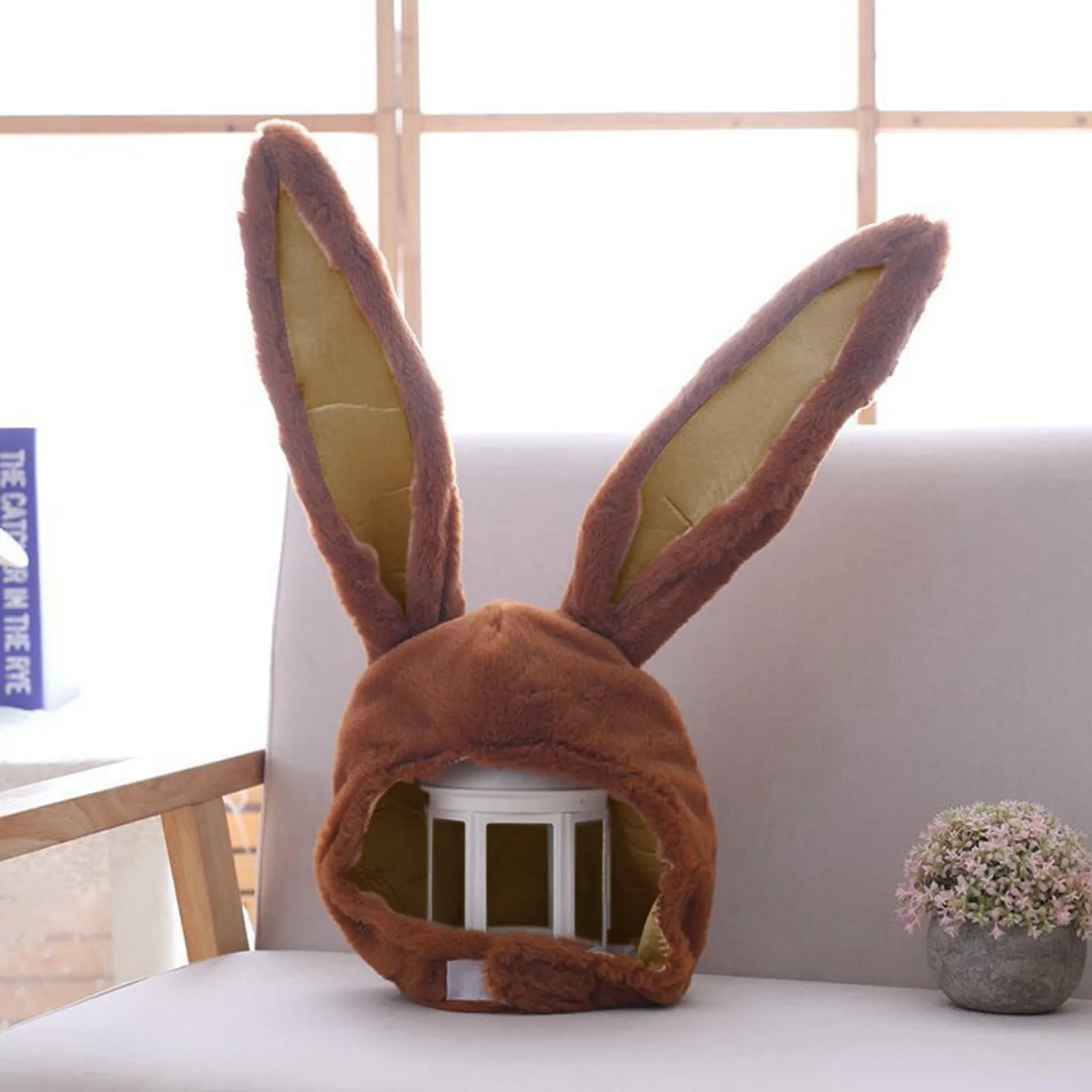 

Cute Girls Hat Plush Fun Bunny Ears Hood Beanies Women Costume Hats Warm Rabbit Ears Cap Head Warmer Photo Supplies cosplay