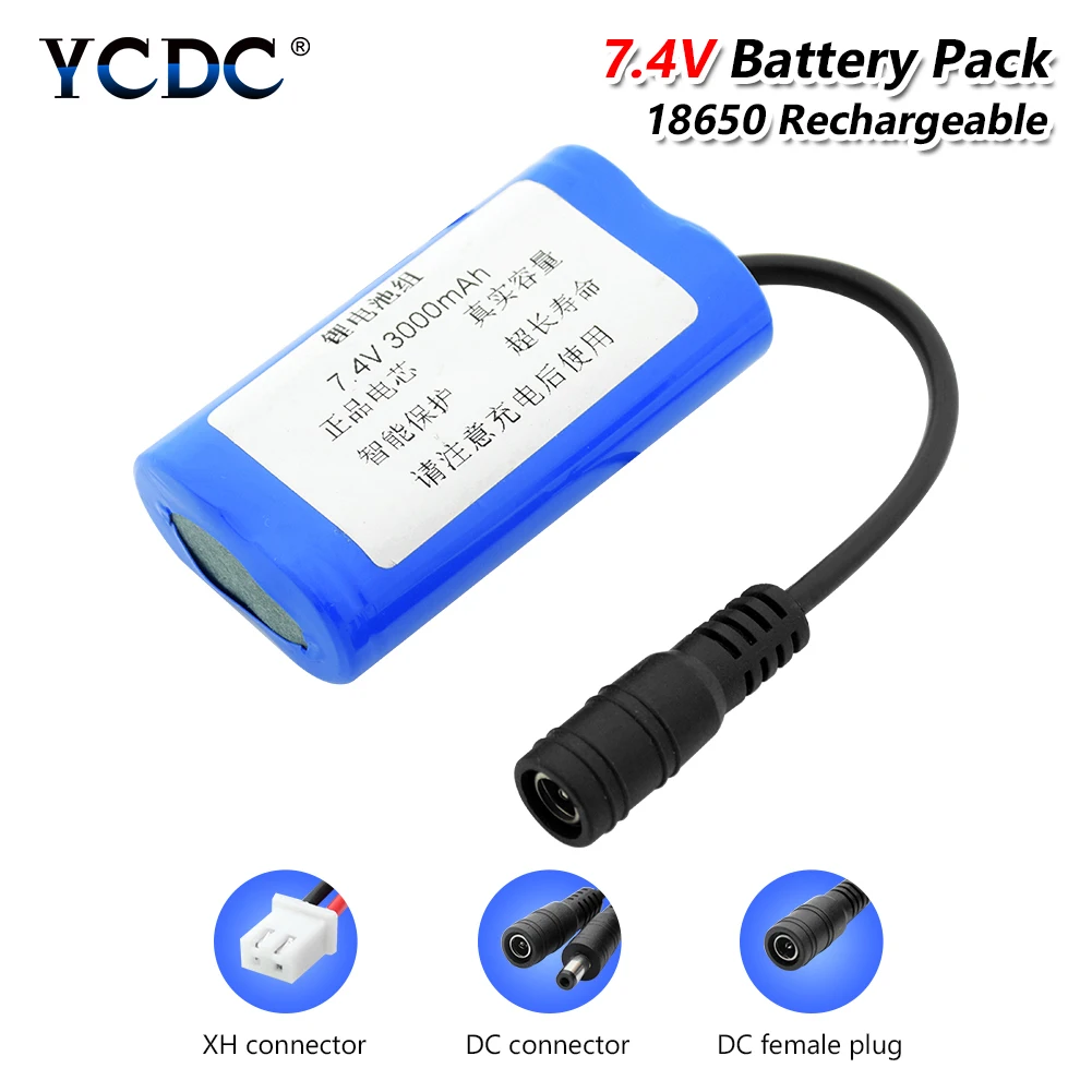 7,4 v 3000/6000/9000mAh 18650 литиевая аккумуляторная батарея с XH 2,54 мм DC 5,5x2,1 мм разъем для радиоуправляемых игрушек DIY power Bank