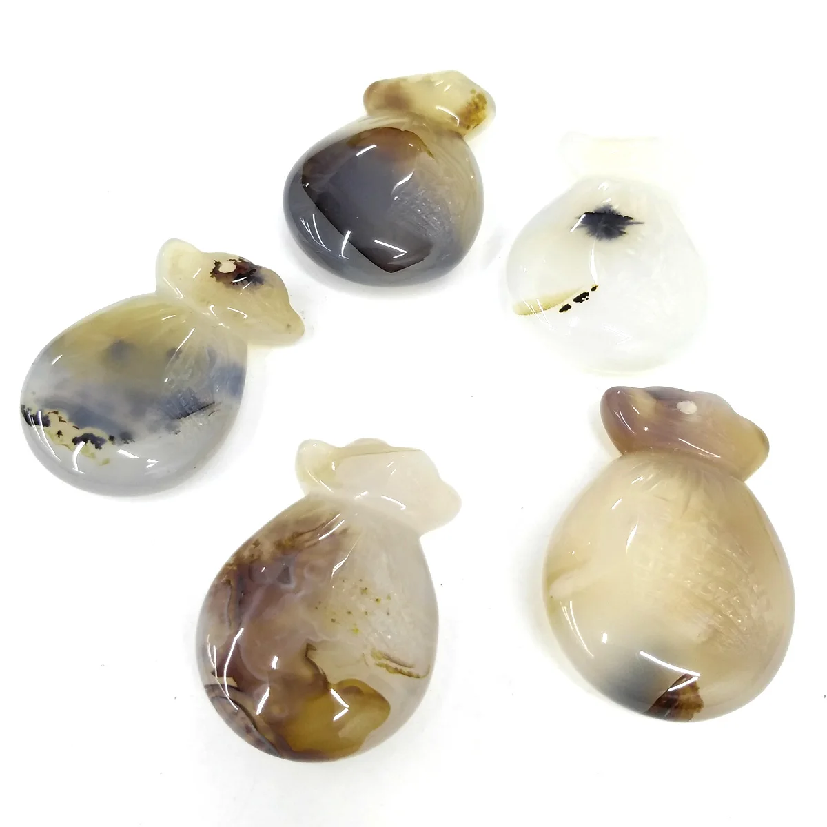 

Natural Agates Stone Pendants Pouch Shape Exquisite Polished Agates Stone Charms for Jewelry Making Necklace Bracelet Earrings