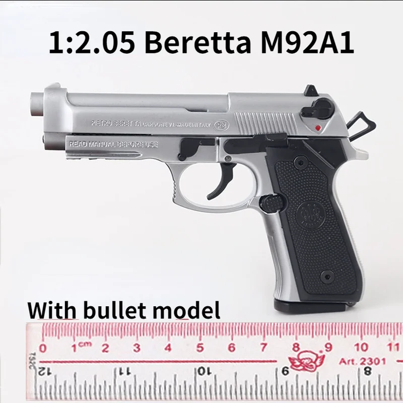 Pistola de Metal en miniatura para hombre, modelo de alta calidad, 1:2.05, M92A1 Beretta, artesan&iacute;a para lanzar, colgante, Colecci&oacute;n, regalo de cumplea&ntilde;os, 2021-0