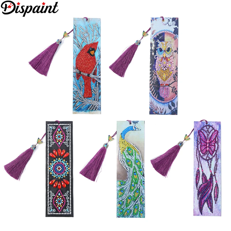Dispaint 5D DIY алмазная живопись кожаная Закладка с кисточкой книжные знаки