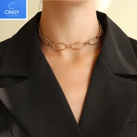 cinsy store necklace for women stainless steel necklace colar initial necklace chic jewelry vintage chain necklace for female