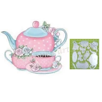 beautiful teapot cutting dies flower spring pink cup coffee metal stencil for diy scrapbooking card craft eembossing stencils