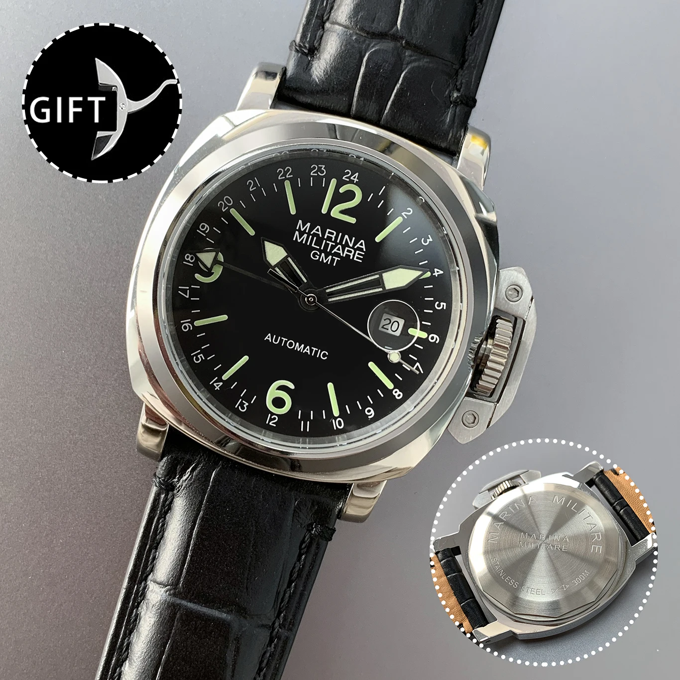 Мужские часы GMT автоматические механические Модные Ретро деловые