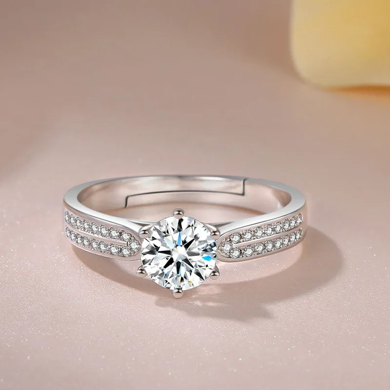 

UUNICO 1 & 1.25 Carat Six-Claw Simulation Diamond Ring For Women Silver Color White Gold Zircon Wedding Ring Fine Jewelry