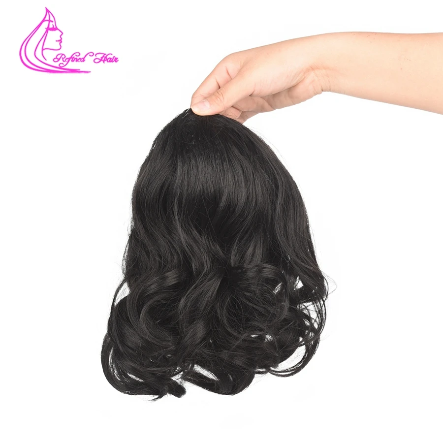 Утонченные короткие волнистые волосы с 2 зажимами в хвосте искусственные